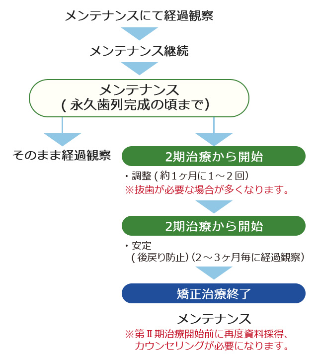 小児矯正治療の流れ(経過観察希望の方)